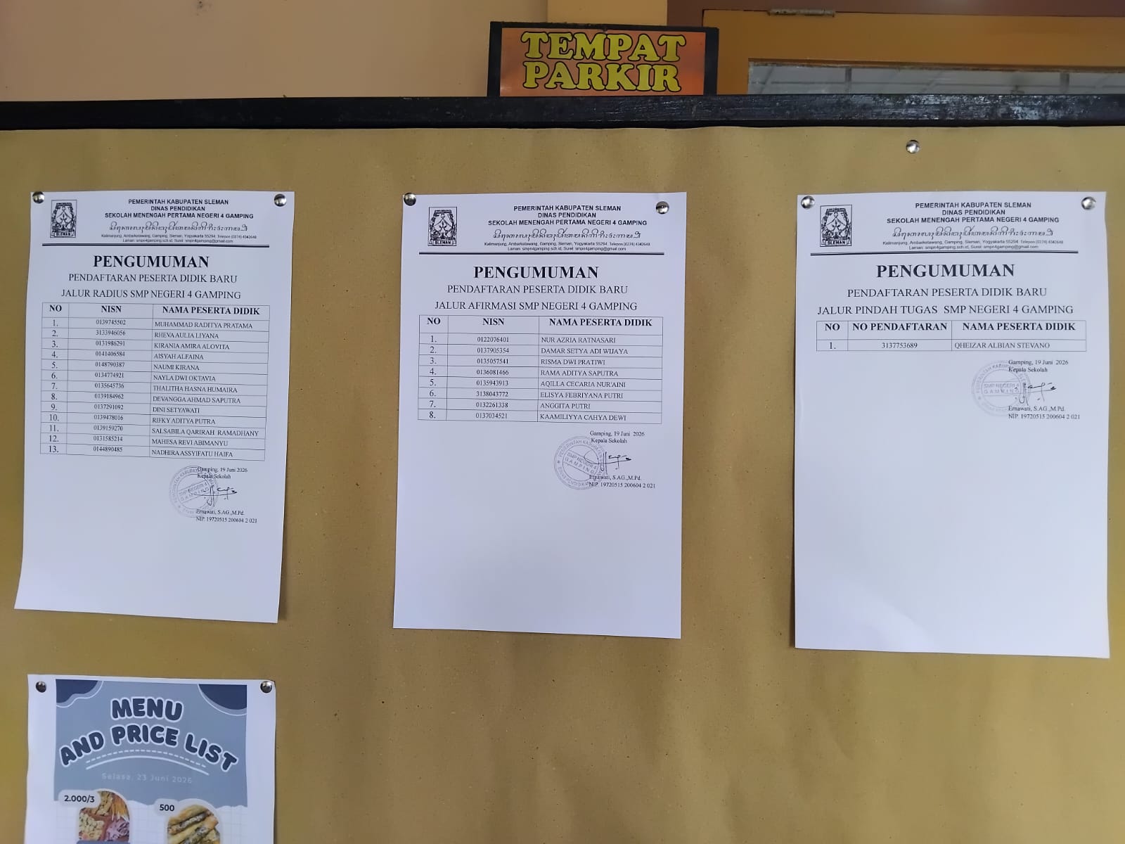 Pengumuman Jalur Afirmasi, Jaur Radius, Jalur Mutasi